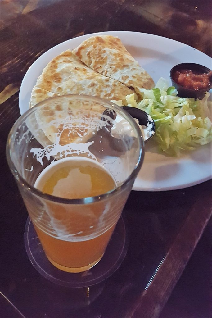 Cloud Candy IPA and Chicken Quesadilla