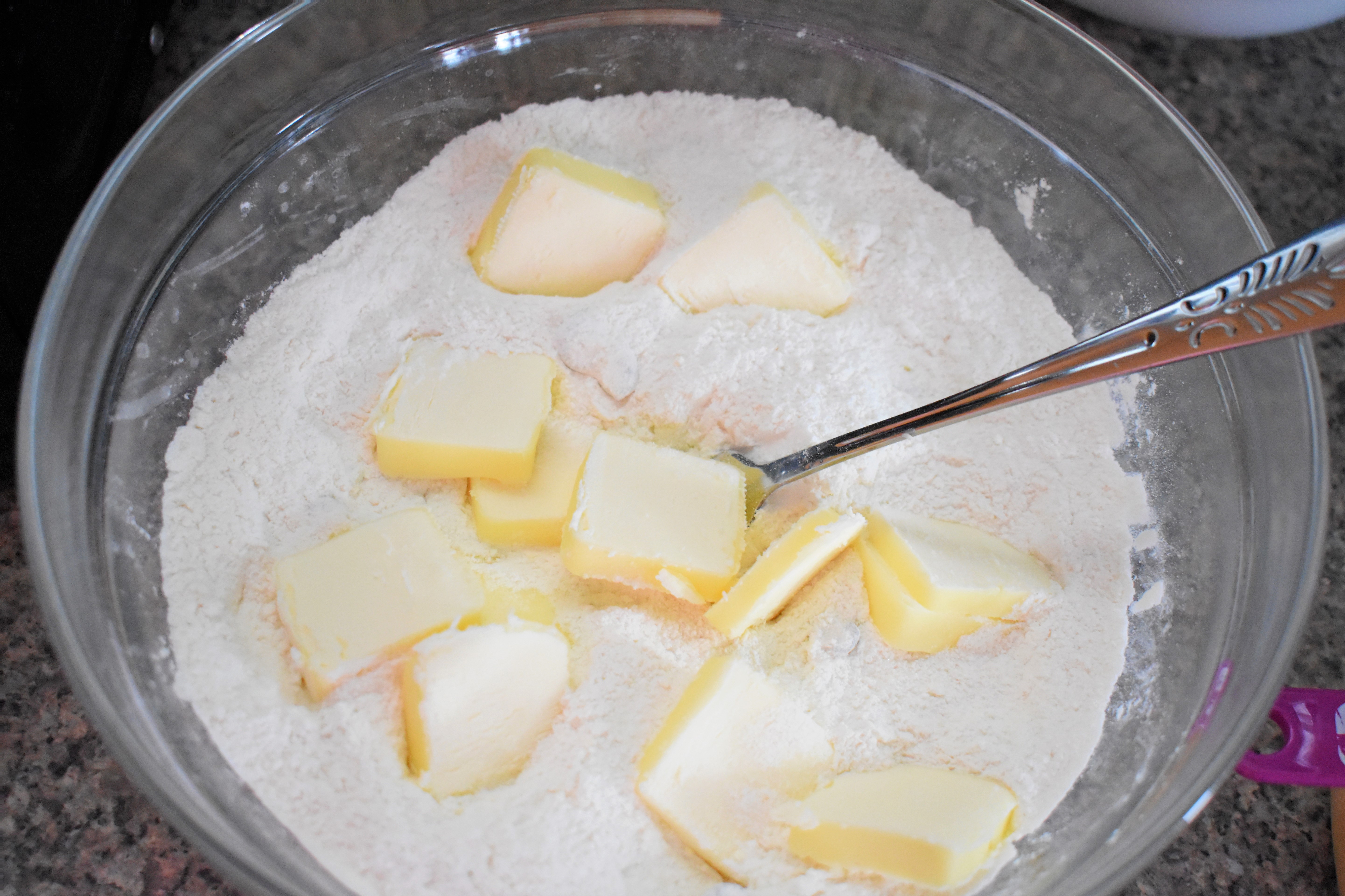 Scone mix and butter for King Arthur Flour Lemon Blueberry Scones